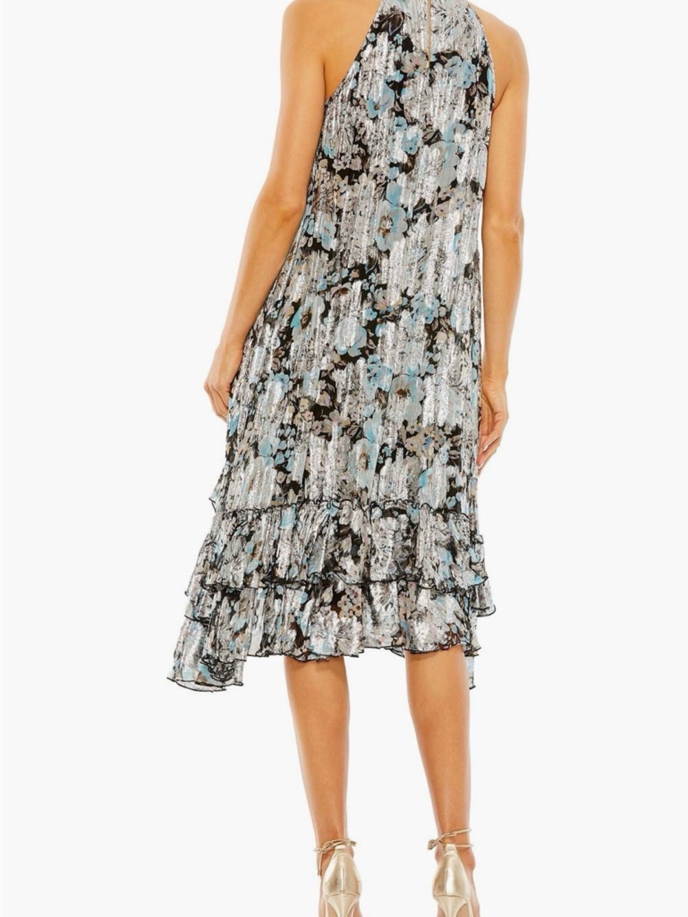 ✨NWT✨ IEENA FOR MAC Duggal Halter Ruffle High-Low Floral - Picture 2 of 16